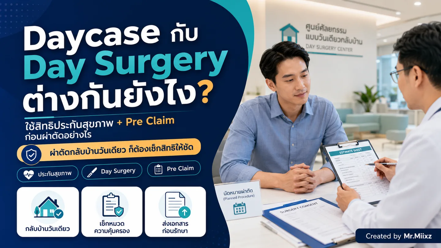 Daycase กับ Day Surgery ต่างกันอย่างไร ใช้สิทธิประกันสุขภาพและ Pre Claim ก่อนผ่าตัด