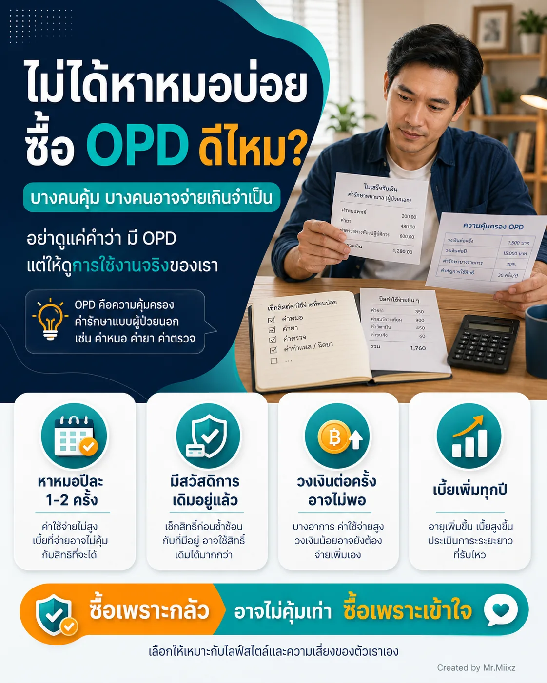 ไม่ได้หาหมอบ่อย ซื้อ OPD ดีไหม ให้ดูการใช้งานจริงและค่าใช้จ่ายที่อาจเกิดขึ้น
