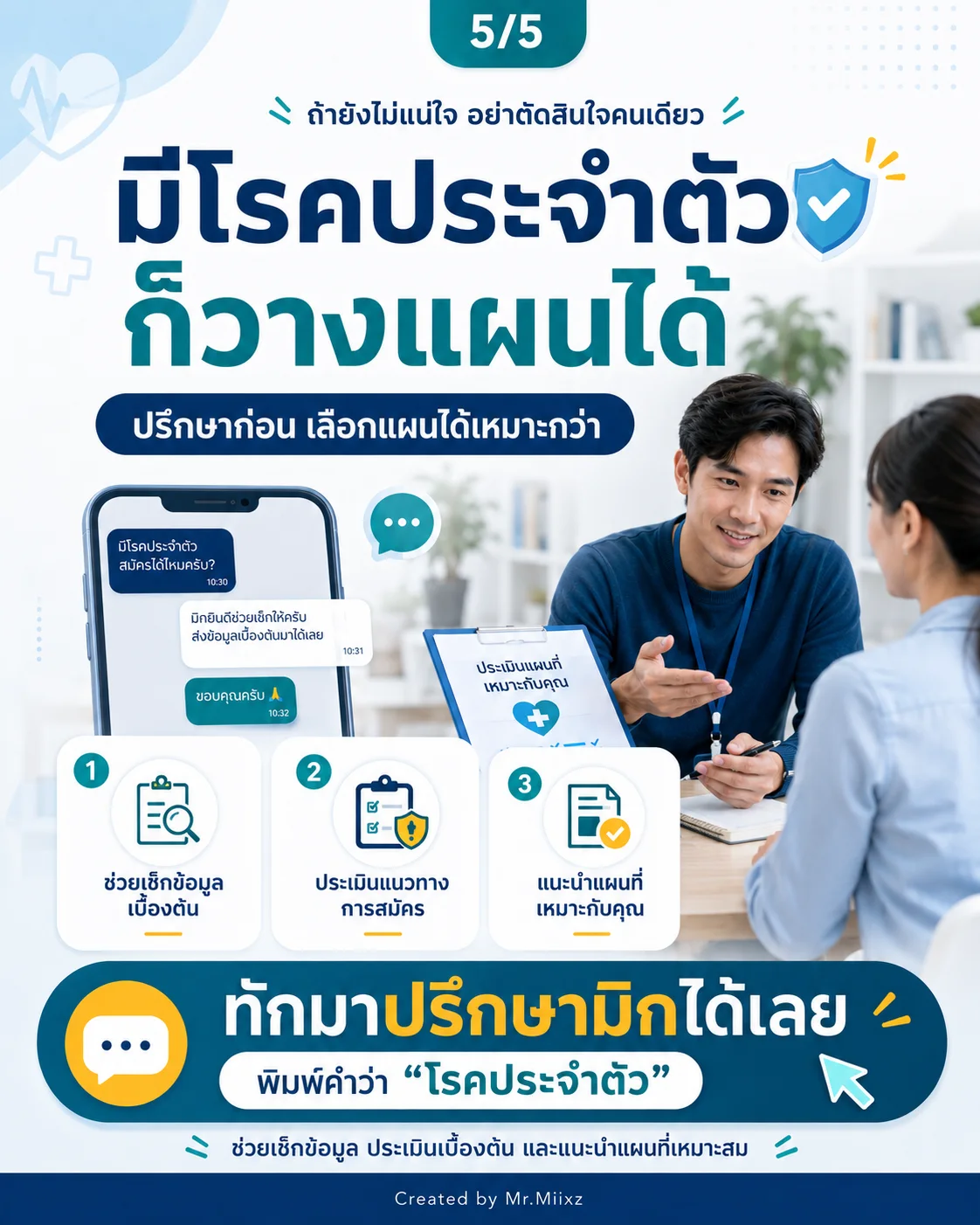 ผลการพิจารณาประกันสุขภาพสำหรับผู้มีโรคประจำตัวอาจเป็นได้หลายแบบ