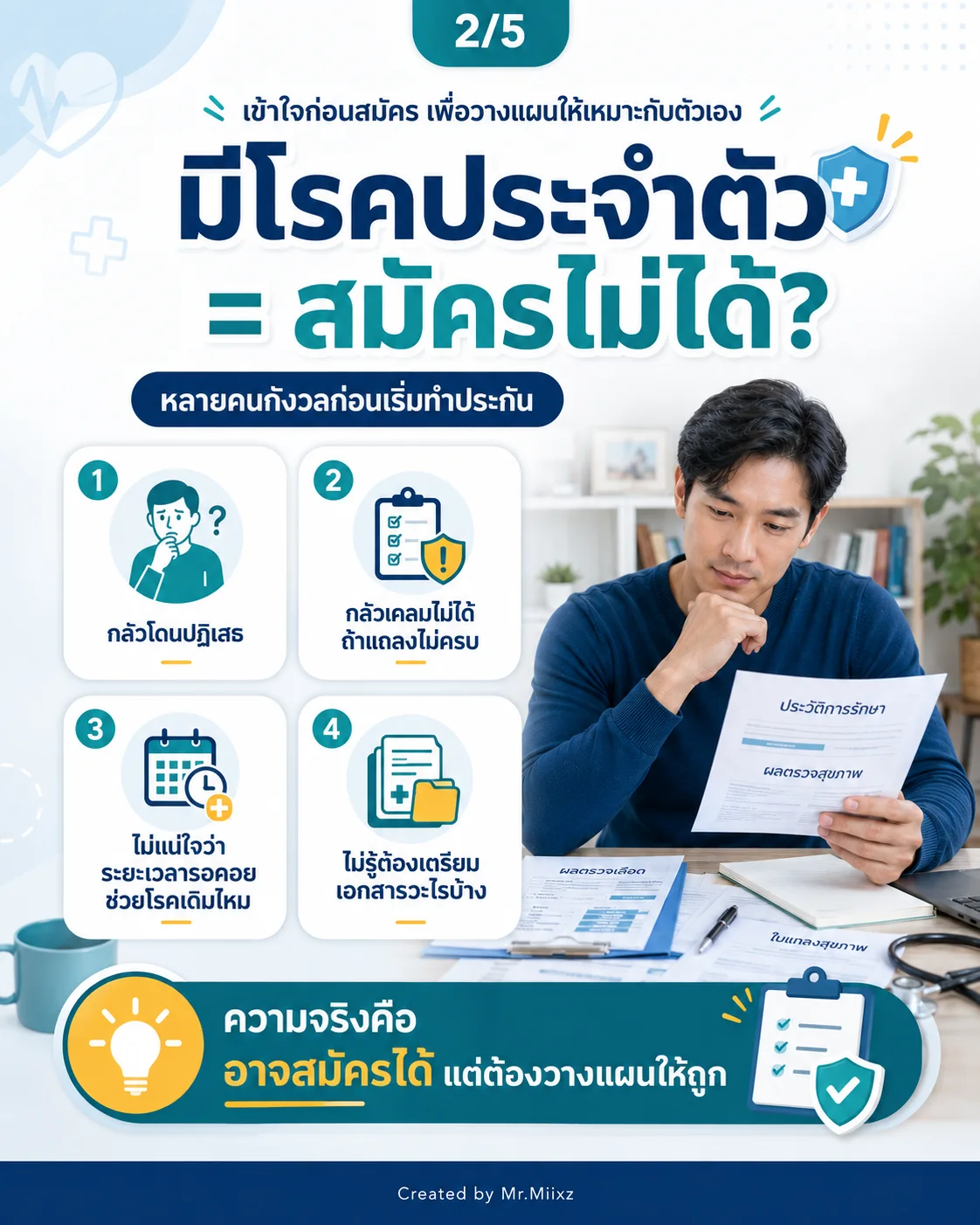 มีโรคประจำตัวก็วางแผนประกันสุขภาพได้ ทักปรึกษาก่อนเลือกแผน