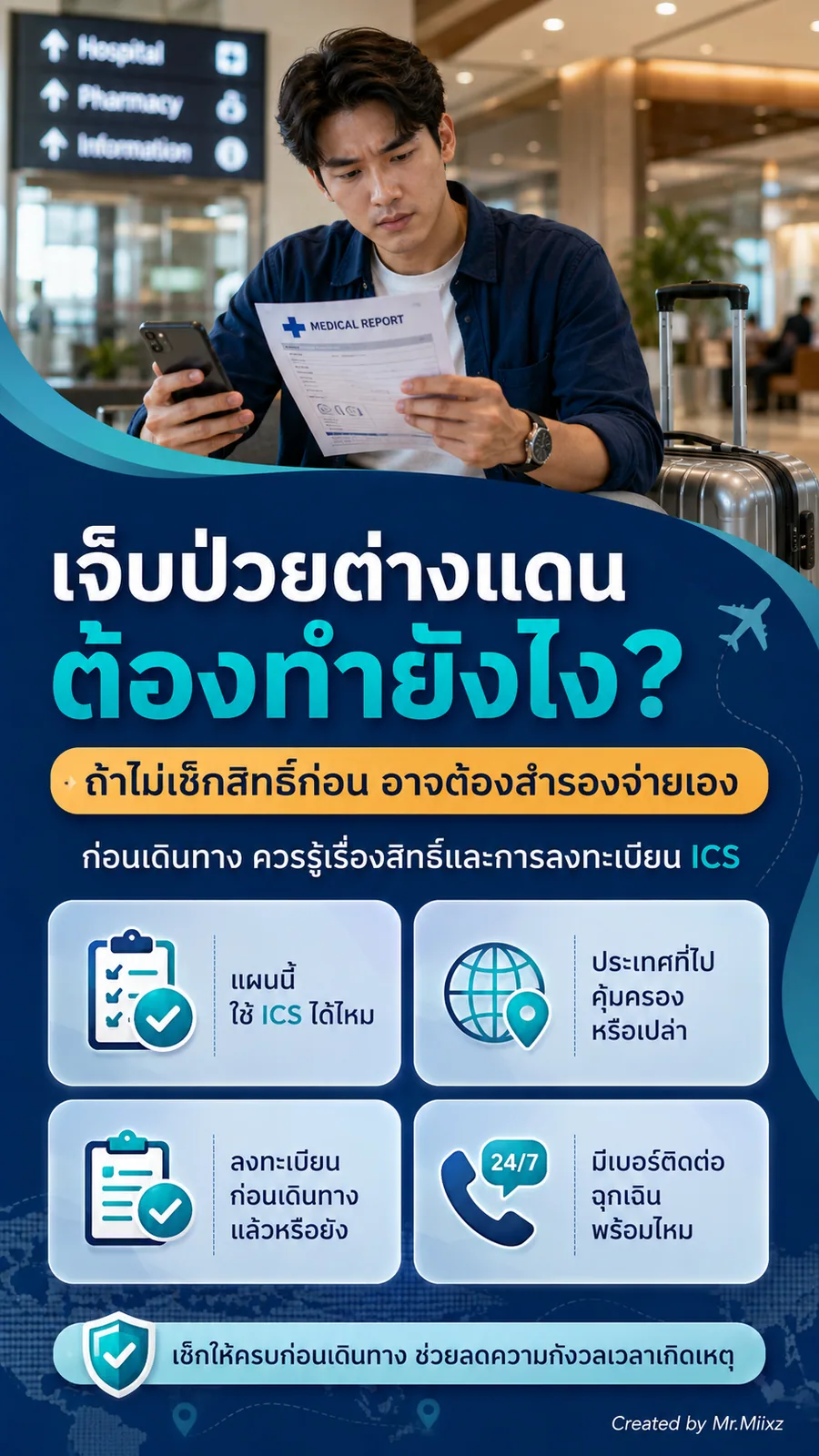 เจ็บป่วยต่างแดนต้องเช็กสิทธิ์และการลงทะเบียน ICS ก่อนเดินทาง